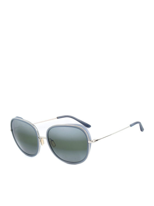 Women's Sunglasses with Silver Frame and Green Mirror Lens