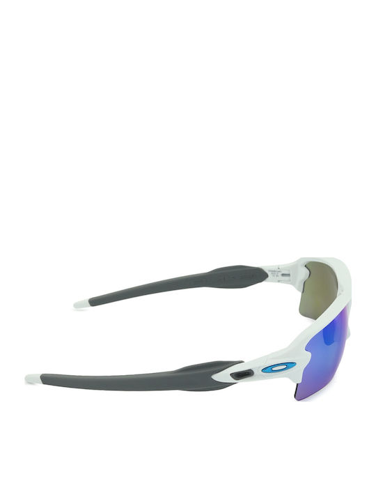 Oakley Prizm Sapphire Men's Sunglasses with White Plastic Frame and Blue Mirror Lens