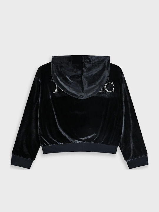 Kids Cardigan Cotton with Hood Black