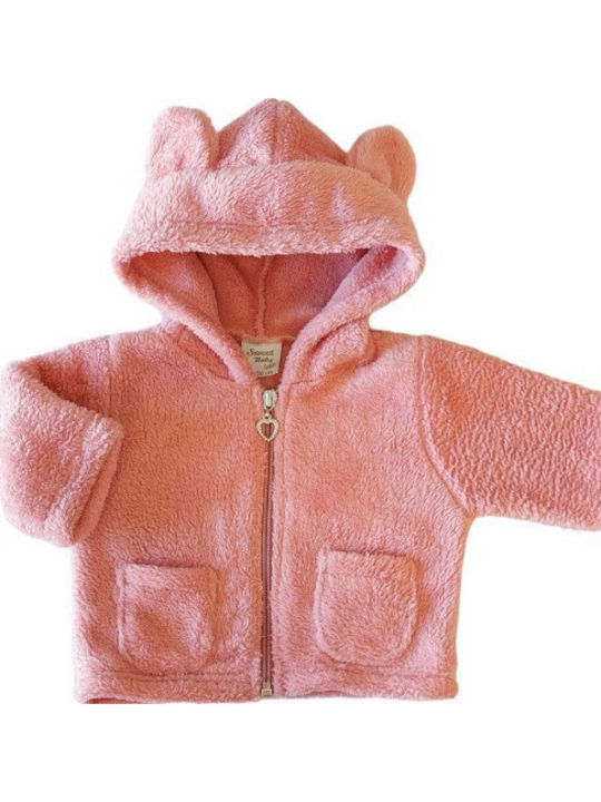 Kids Cardigan Fur with Hood Orange