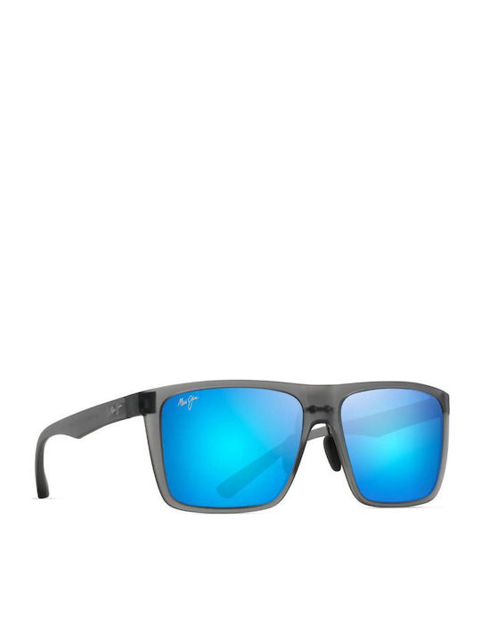 Maui Jim Honokalani Men's Sunglasses with Gray Plastic Frame and Light Blue Polarized Mirror Lens B455-14