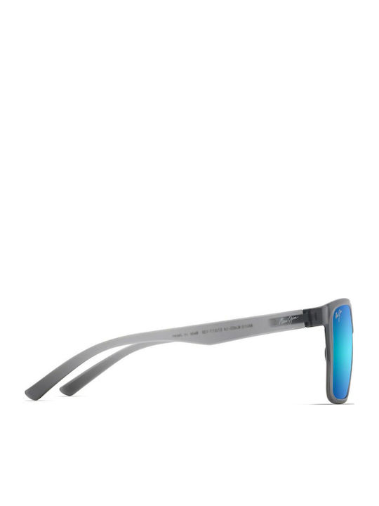 Maui Jim Honokalani Men's Sunglasses with Gray Plastic Frame and Light Blue Polarized Mirror Lens B455-14