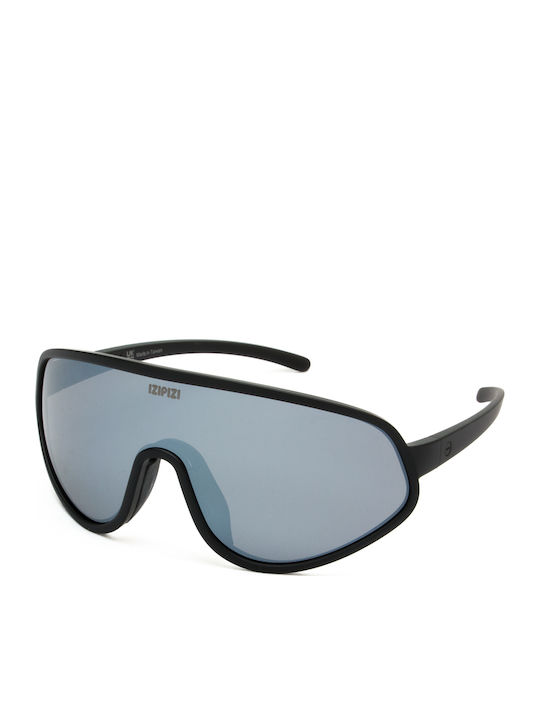 Izipizi Unisex Sunglasses with Black Plastic Frame and Silver Mirror Lens