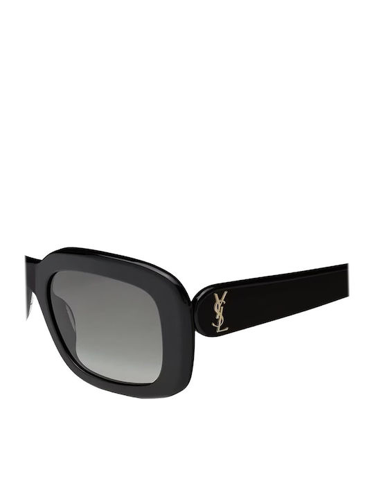 Ysl Women's Sunglasses with Black Plastic Frame and Black Gradient Lens