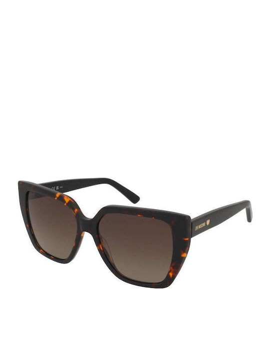 Damen Sonnenbrille mit Braun Schildkröte Kunststoff Gestell und Braun Verlaufsfarbe Linse