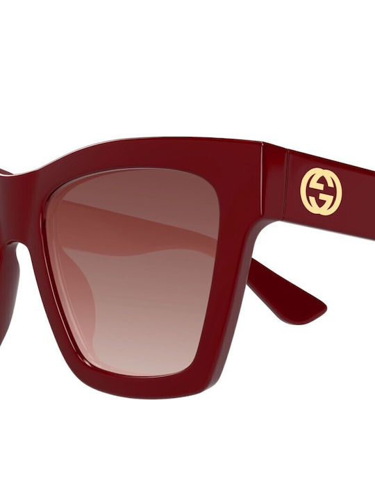 Gucci Women's Sunglasses with Burgundy Plastic Frame and Red Gradient Lens GG1714S 003