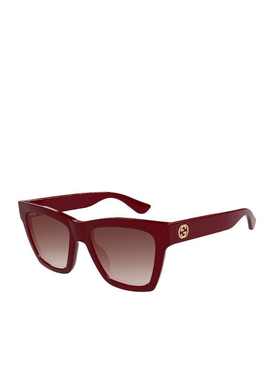 Gucci Women's Sunglasses with Burgundy Plastic Frame and Red Gradient Lens GG1714S 003