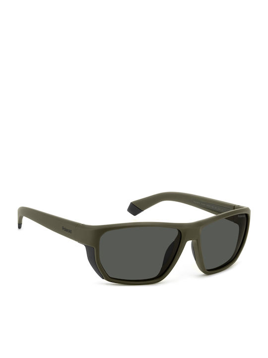 Polaroid Herren Sonnenbrillen mit Grünem Horn umrandetem Rahmen und Grauen Gläsern pld7057/s DLD/M9