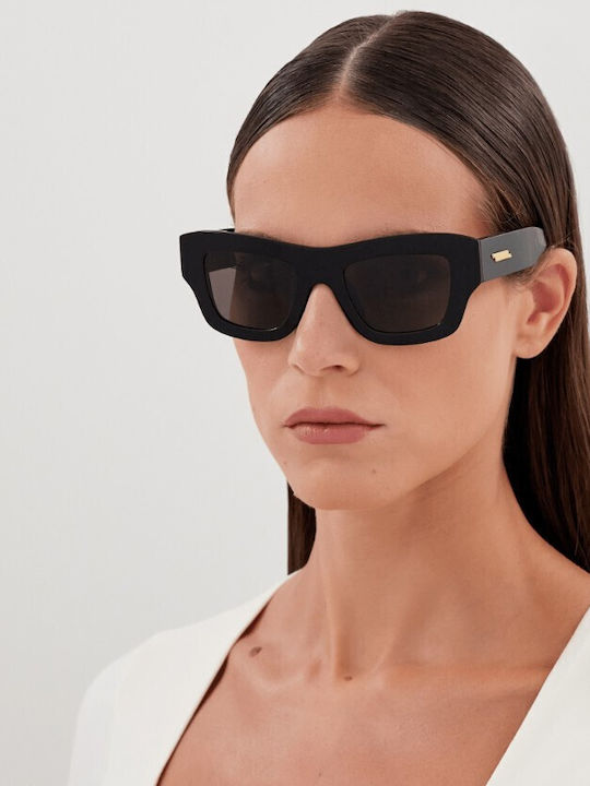 Bottega Veneta Unisex Sunglasses with Black Plastic Frame and Black Lens BV1357S 001