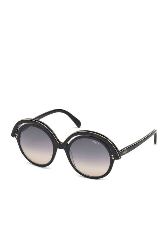 Emilio Pucci Women's Sunglasses with Black Plastic Frame and Gray Gradient Lens