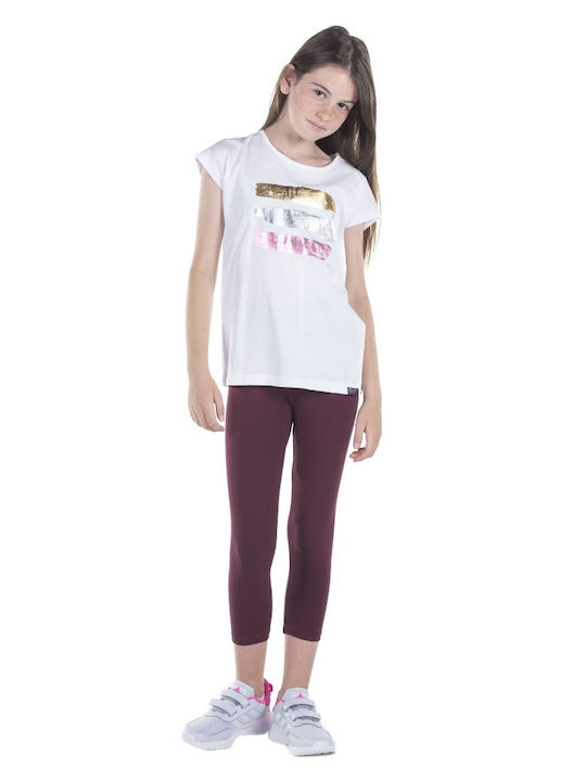 Kids Legging Sports Capri Burgundy Leggings