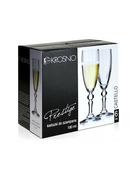 Krosno Glass Set Champagne made of Crystal Stacked 180ml 6pcs