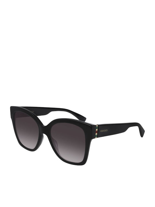Gucci Damentaschen Sonnenbrille mit Schwarz Horn umrandetem Rahmen und Gray Verlaufsfarbe Gläser GG0459S 001