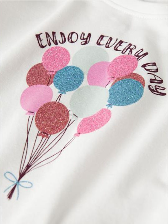 Kids Long-Sleeved White Blouse Cool Dino