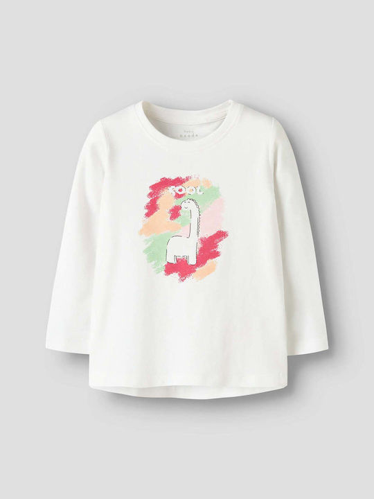 Kids Long-Sleeved White Blouse Cool Dino
