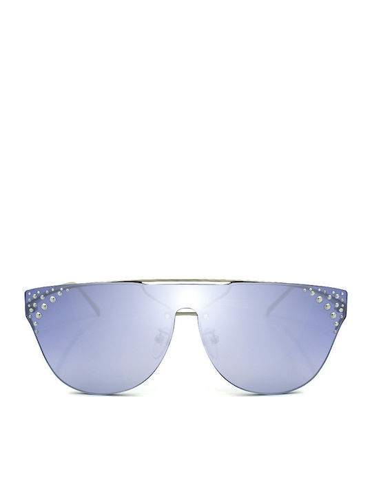 Furla Women's Sunglasses with Silver Metal Frame and Blue Gradient Lens SFU225 579X