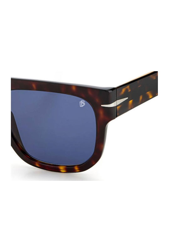 David Beckham Men's Sunglasses with Brown Tartaruga Plastic Frame and Blue Lens DB 7044/S 086/KU
