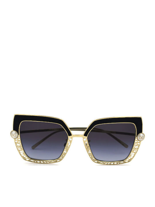 Dolce & Gabbana Filigre & Pearls Γυναικεία Γυαλιά Ηλίου με Μαύρο Μεταλλικό Σκελετό και Καφέ Ντεγκραντέ Φακό DG2251H 1334/8G