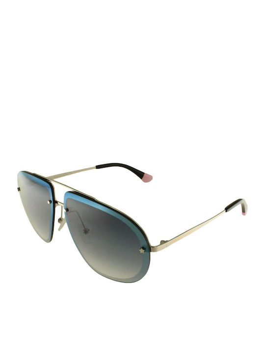 Victoria's Secret Women's Sunglasses with Silver Metal Frame and Blue Gradient Lens VS0051 16B
