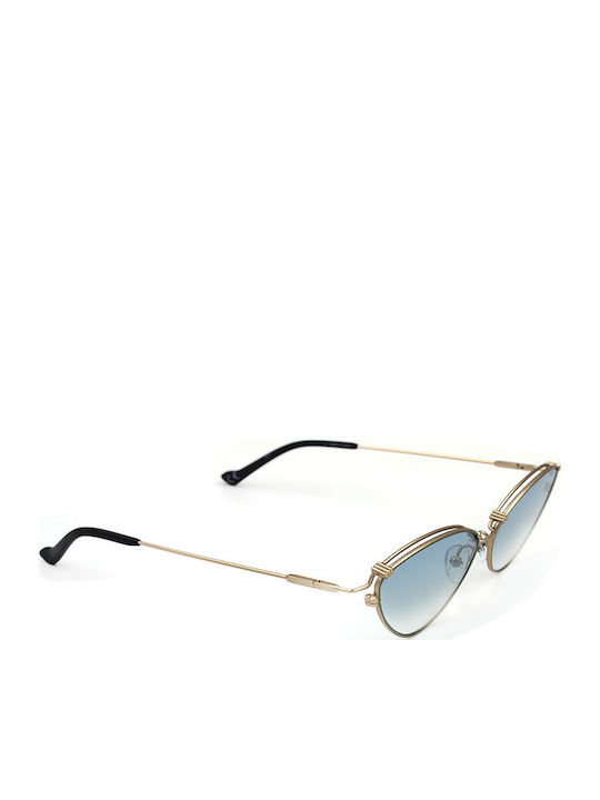 adidas Women's Sunglasses with Gold Metal Frame and Light Blue Gradient Lens AOM012-120032