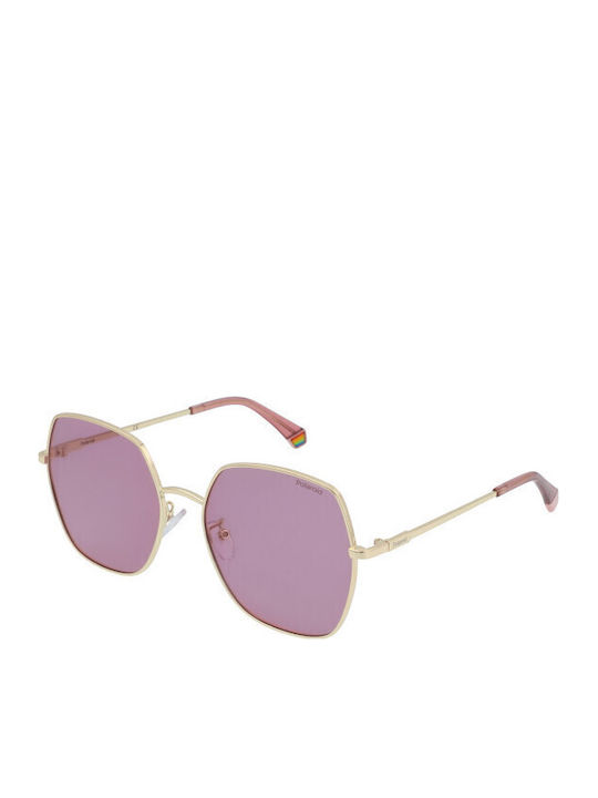 Polaroid Women's Sunglasses with Gold Metal Frame and Pink Polarized Lens PLD6178/G/S EYR/0F