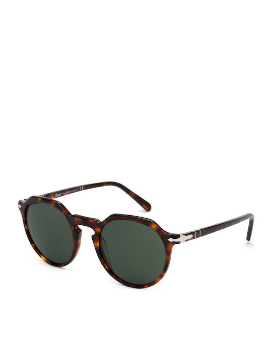 Persol Unisex Γυαλιά Ηλίου με Καφέ Ταρταρούγα Κοκκάλινο Σκελετό και Πράσινο Φακό PO3281S 24/31