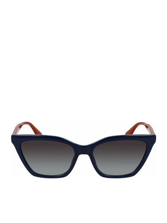 Karl Lagerfeld Women's Sunglasses with Navy Blue Plastic Frame and Gray Gradient Lens KL6061S-424