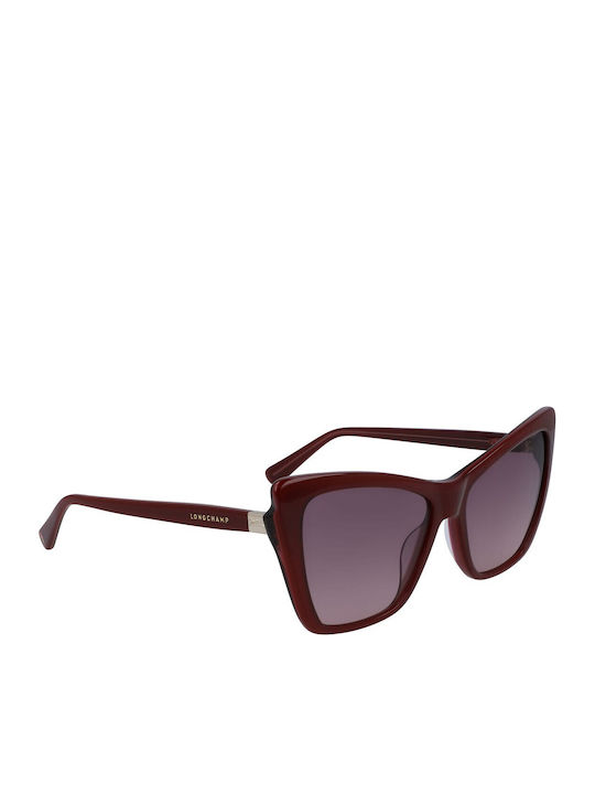 Longchamp Γυναικεία Γυαλιά Ηλίου με Μπορντό Κοκκάλινο Σκελετό και Μπορντό Φακό LO669S 598