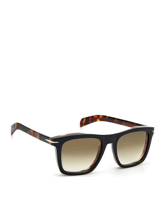 David Beckham Men's Sunglasses with Black Plastic Frame and Brown Gradient Lens DB 7000/S XWY/9K