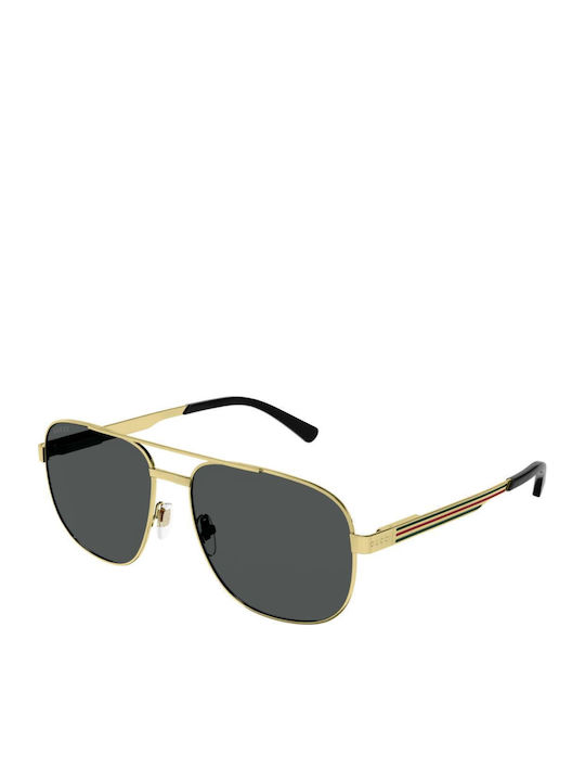 Gucci Unisex Ochelari de soare cu Auriu Cadru și Gri Lentilă GG1223S 002