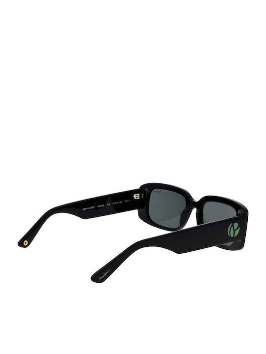 Pepe Jeans Santa Cruz Unisex Sunglasses with Black Plastic Frame and Green Lens PJ7424-001