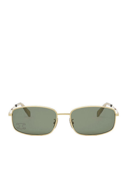 Celine Herren Sonnenbrille mit Gold Metall Gestell und Grün Linse CL40285U-30N