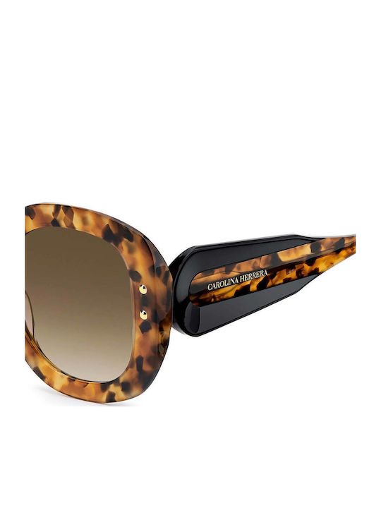 Carolina Herrera Women's Sunglasses with Brown Tartaruga Plastic Frame and Brown Gradient Lens