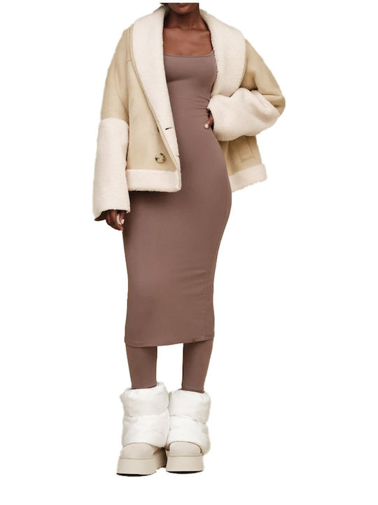 UGG Classic Mini Dipper Puffer Μποτάκια Λευκά