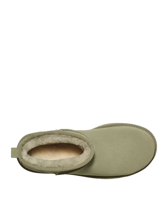 Classic Ultra Mini Platform Suede Women's Ankle Boots with Fur Shaded Clover
