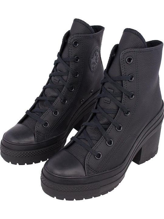 Chuck 70 De Luxe Ghete Dama Bocanci De Piele Cu Toc Înalt Negri