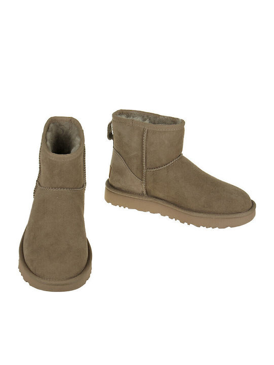 Classic Mini II Suede Women's Ankle Boots with Fur Antilope