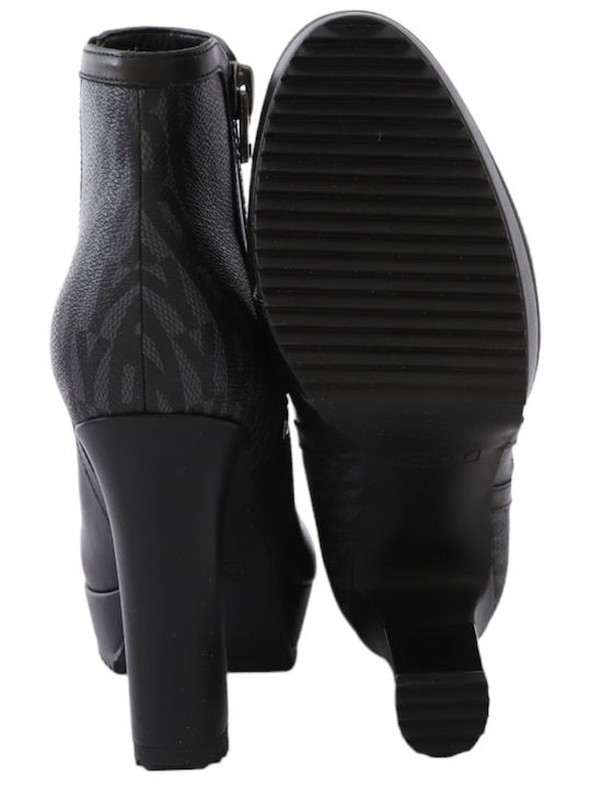 Liana Leather Women's Ankle Boots with High Heel Black
