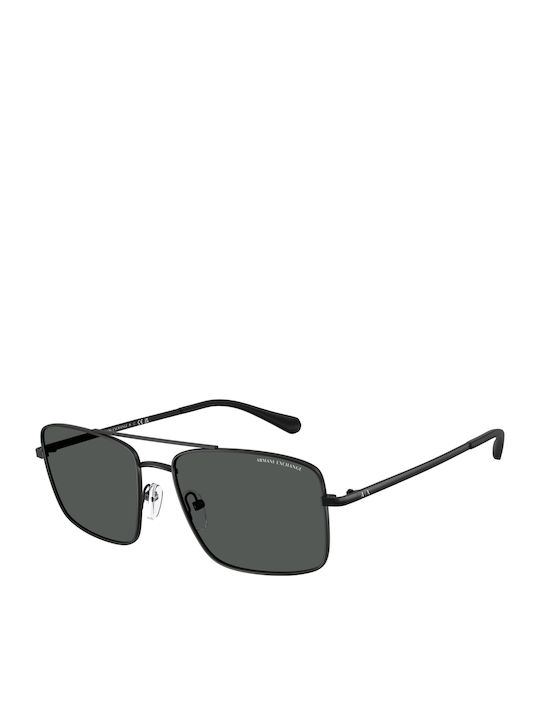 Armani Exchange Men's Sunglasses with Black Metal Frame and Black Lens AX2054S 6000