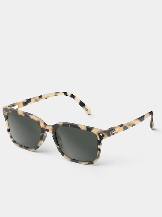 Izipizi Unisex Sunglasses with Brown Tartaruga Plastic Frame and Black Lens