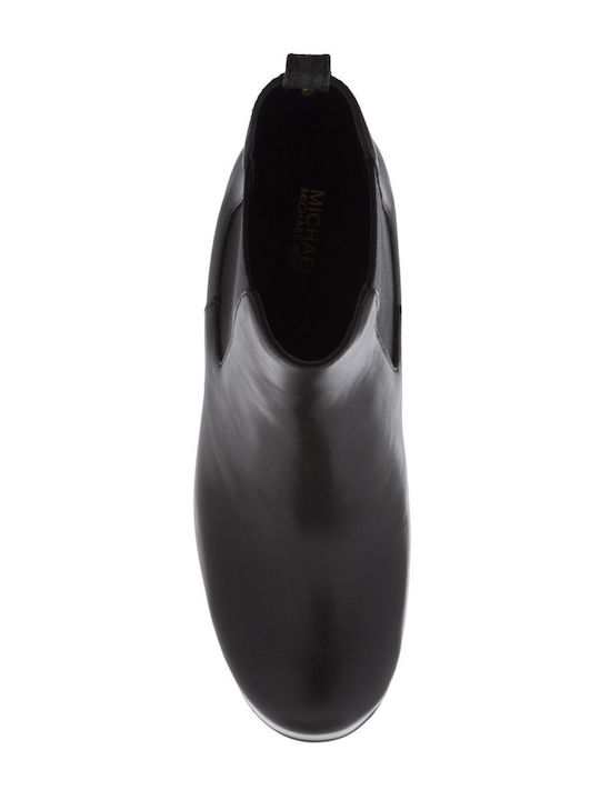 Natasha Leather Platform Δερμάτινα Γυναικεία Chelsea Μποτάκια με Ψηλό Τακούνι Μαύρα