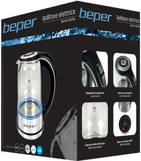 Beper Βραστήρας 1.7lt 2200W Ασημί