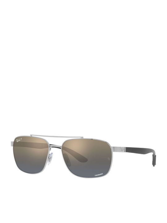 Ray Ban Chromance Men's Sunglasses with Silver Frame and Blue Polarized Mirror Lens RB3701 003/J0