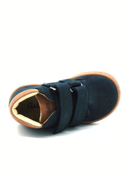Suede Kids Boots with Velcro Blue