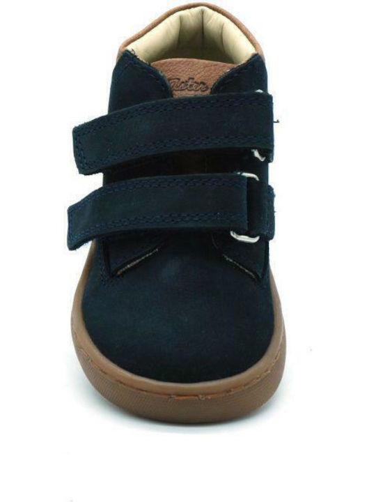 Suede Kids Boots with Velcro Blue
