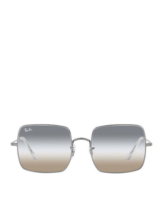 Ray Ban Квадратни Дамски Слънчеви Очила с Сребърна Метална Рамка и Сиви Преливащи Стъкла