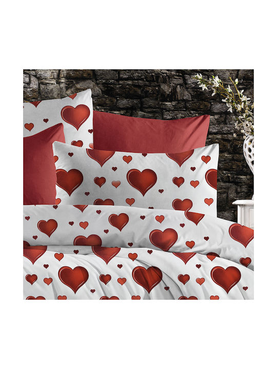 Pillowcase with Envelope Cover White-red 50x70cm.