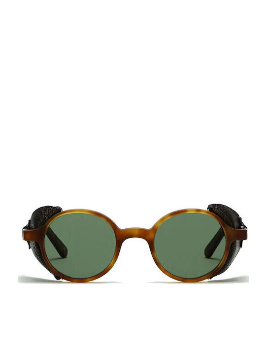 L.G.R. Reunion Flap Unisex Ochelari de soare cu Maro Tortoise Cadru și Verde Lentilă
