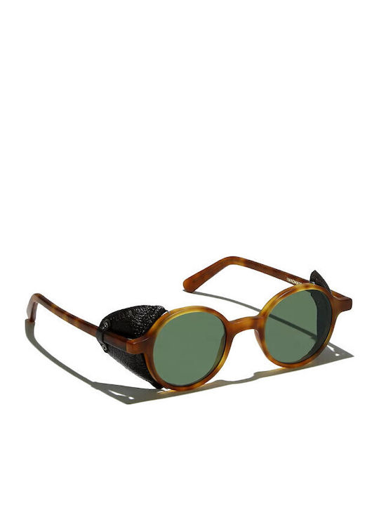 L.G.R. Reunion Flap Unisex Ochelari de soare cu Maro Tortoise Cadru și Verde Lentilă