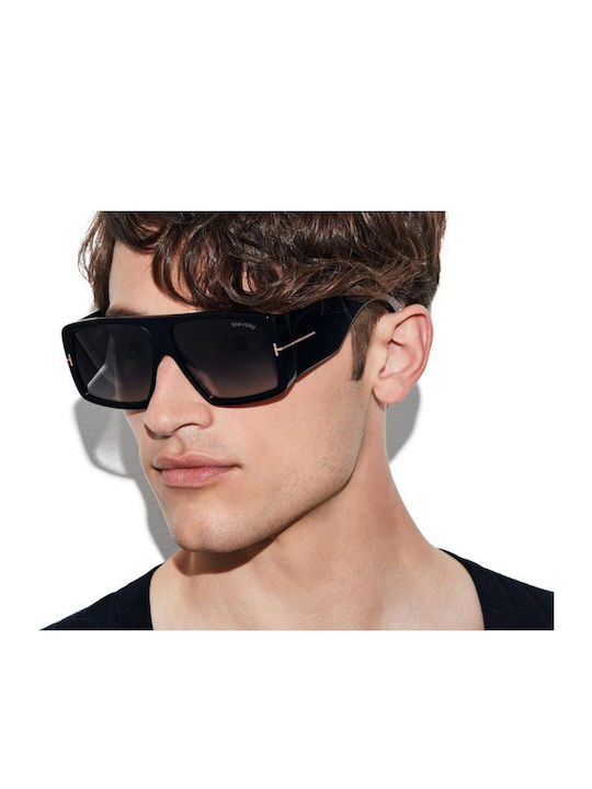 Tom Ford Raven Unisex Sunglasses with Black Plastic Frame and Black Gradient Lens TF1036 01B